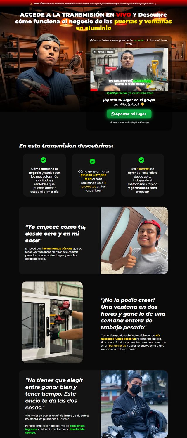 Página de captación de la clase gratuita de FT Capacitaciones